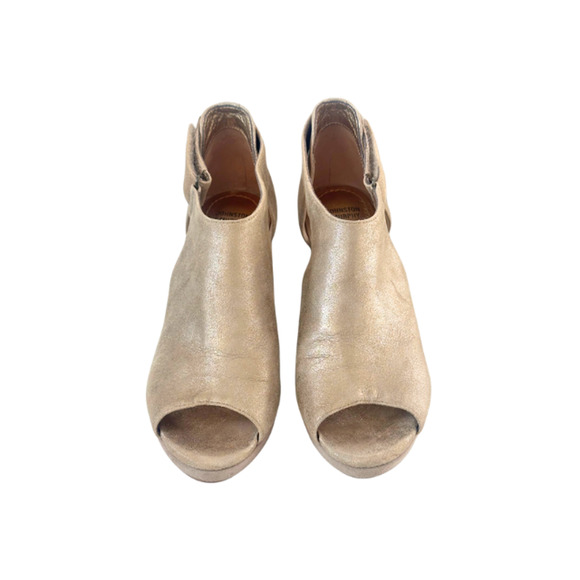 Johnston & Murphy Wedge Sandals Platform Leather Metallic Gold Women’s Size 7.5M - Picture 2 of 8